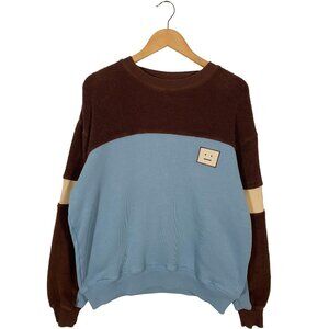 Acne Studios Terrycloth Colorblock Crewneck Face Sweatshirt men's size Small